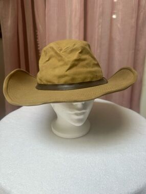 Filson Tan Canvas Outback Hat with Dark Brown Band